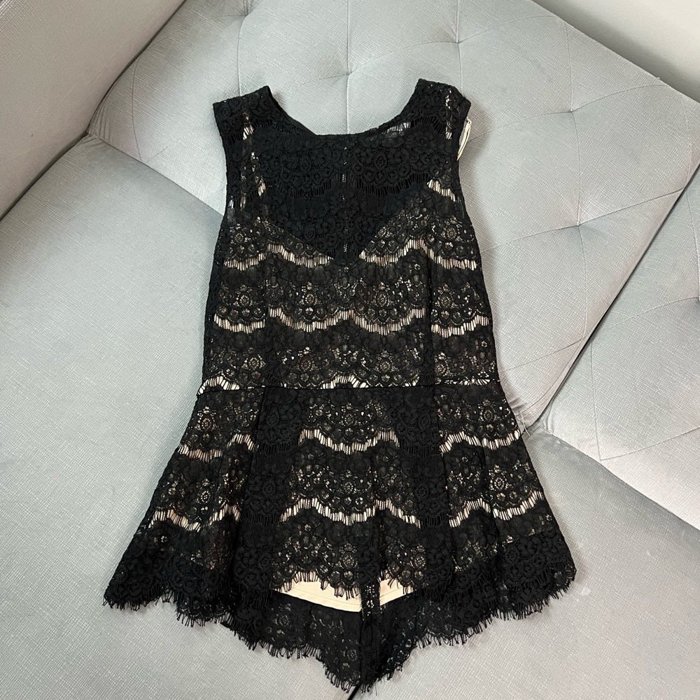 Black Lace Peplum Nude Underlay